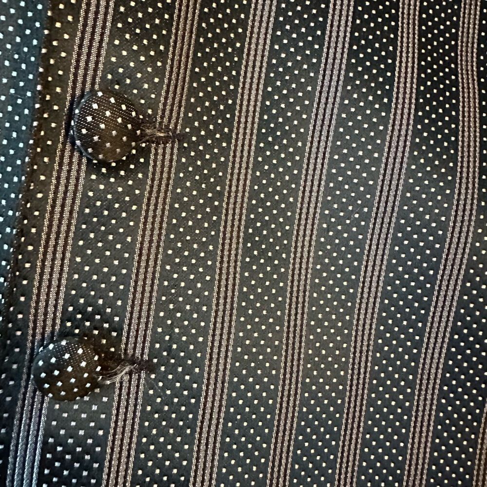 Tux vest black with gray  vertical stripes and tiny polka dots - small- med